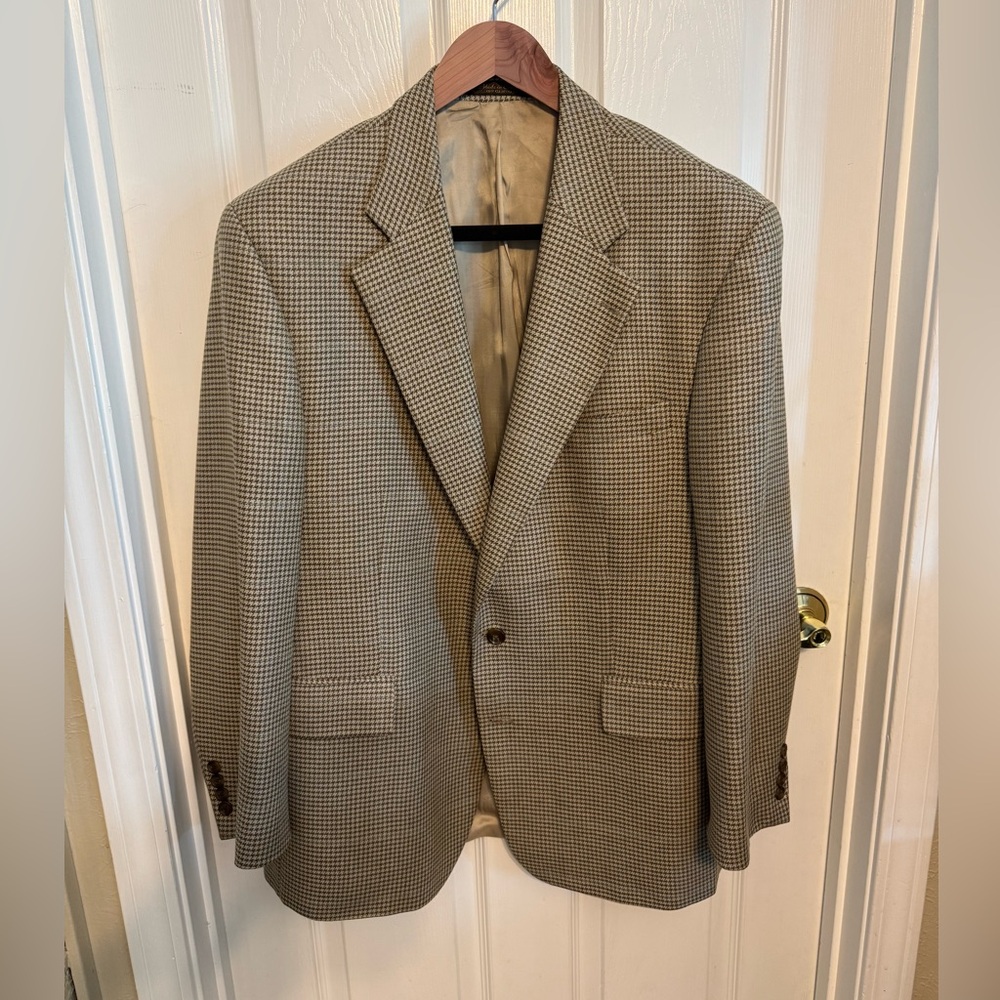Polo University Club Silk-Wool Sport Jacket with houndstooth, overcheck size 46R